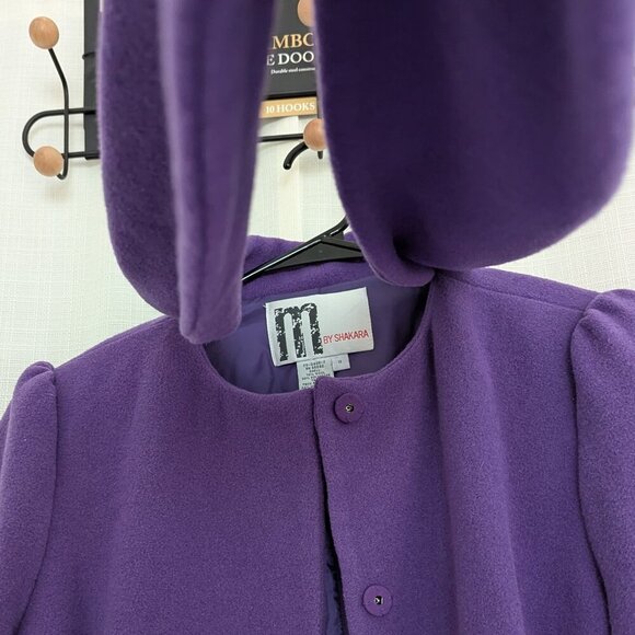 M By Shakara Wool Blend Coat with Faux Fur Cuffs Size 12 Belted - Picture 5 of 13